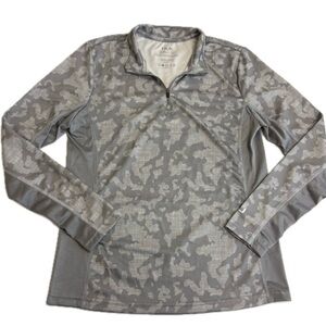 Huk Shirt Womens Medium Gray Camo 1/4 Zip Outdoors Fishing Performance